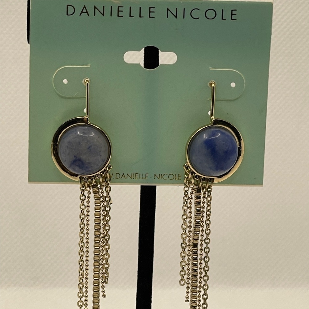 Danielle Nicole SilverTone Blue Stone Dangle Earrings Career Casual Wear Jewelry